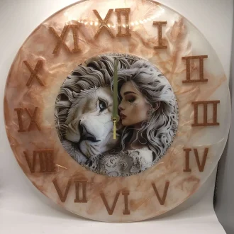 Horloge Murale Décorative en résine Design Lion et Portrait