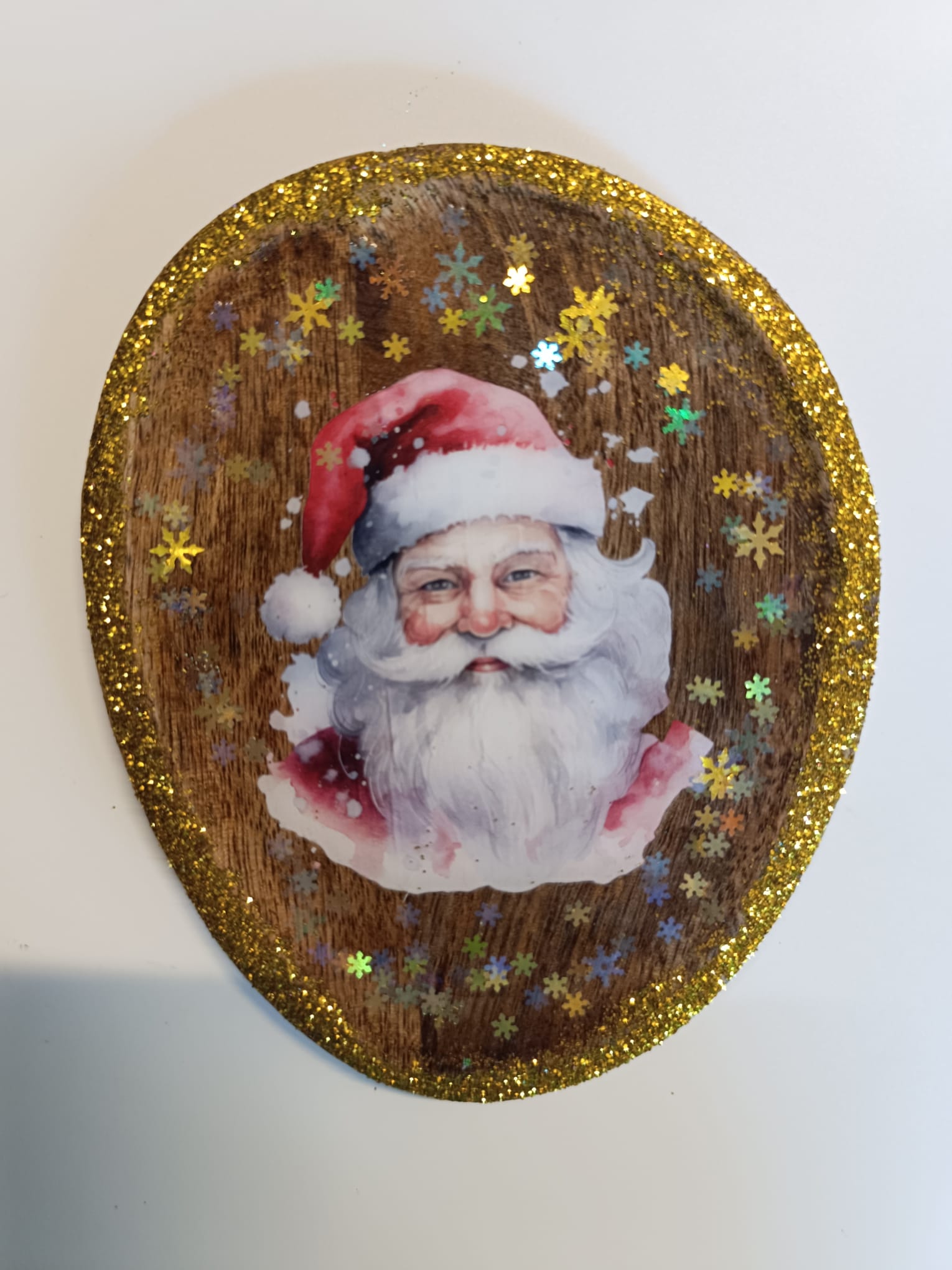 Vide-poche de Noël en résine – Père Noël scintillant 🎅✨